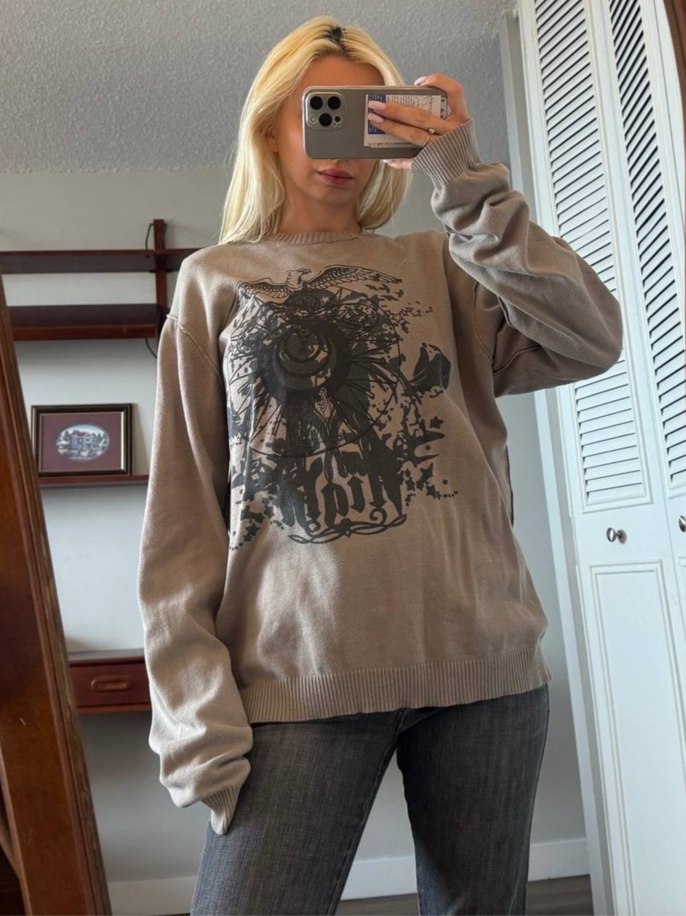 UB Jeans Graphic Crewneck Cotton Sweater Size XL